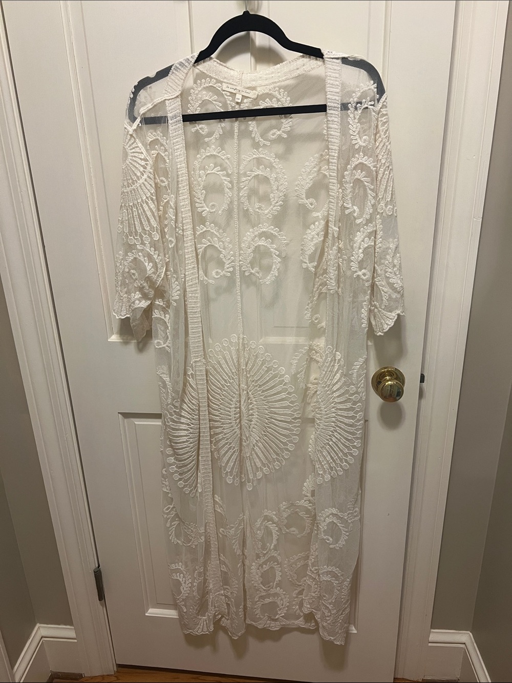 Do everything in love Sheer Embroidered Duster in White